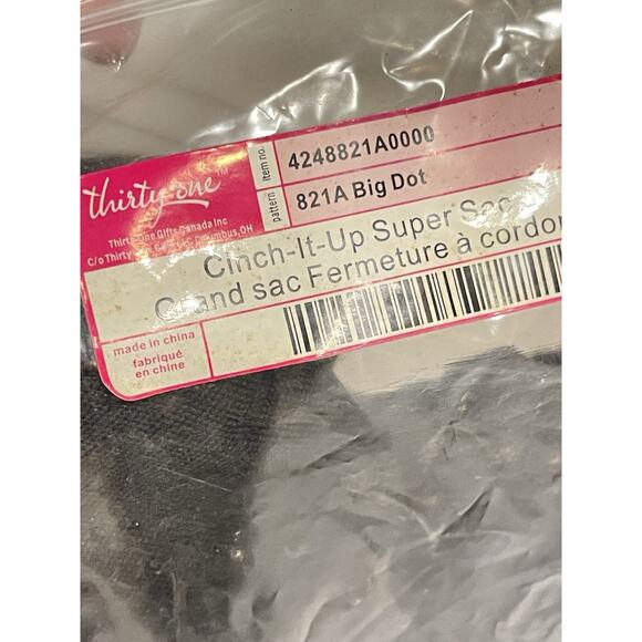 Thirty One Cinch It Up Super Sac - BIG DOT |Storage Tote Open Top Organizing NEW - Picture 6 of 6